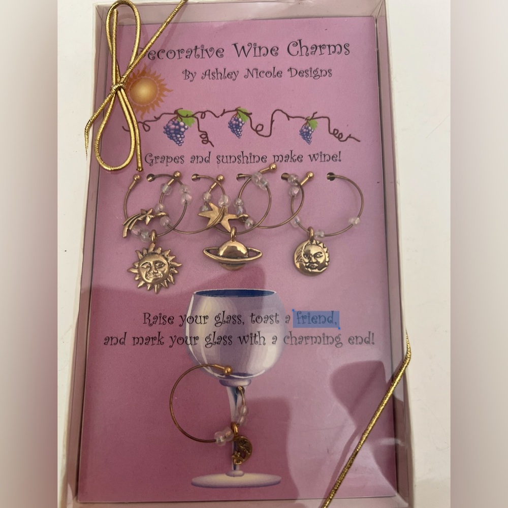 Decorative Wine Charms by Ashley Nicole Designs, featuring a space theme - Picture 1 of 1